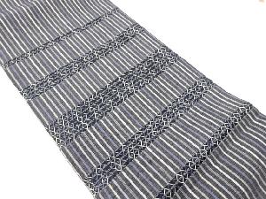 変わり織縞に変わり横段模様織出しリバーシブル袋帯